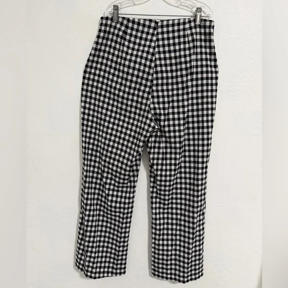 WAYF Gingham Crop Flare Pants Womens Medium Mid Rise Stretch - Picture 4 of 11